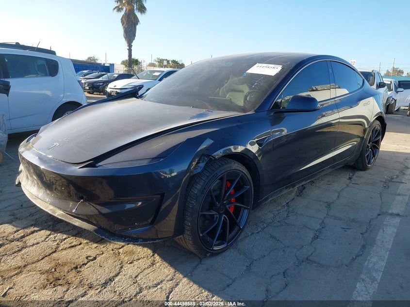 2024 Tesla Model 3 VIN 5YJ3E1ET9RF870285 IAAI salvage auction — RIGHT FRONT, Salvage (California), sold $13,000 on 2026-07-30 (photo 2)
