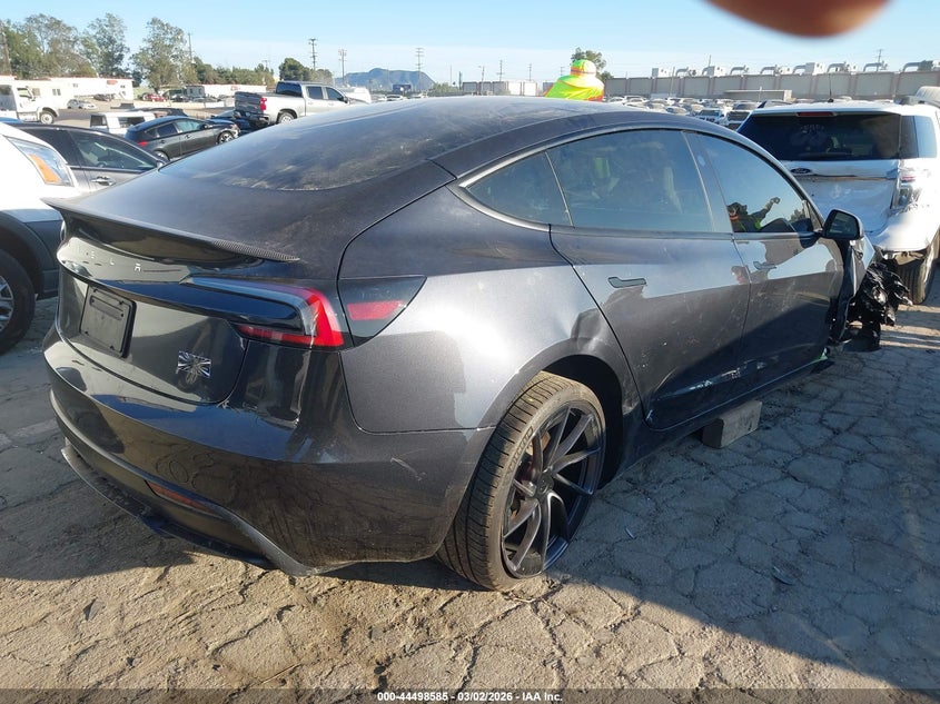 2024 Tesla Model 3 VIN 5YJ3E1ET9RF870285 IAAI salvage auction — RIGHT FRONT, Salvage (California), sold $13,000 on 2026-07-30 (photo 4)
