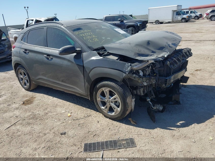 2023 Hyundai Kona VIN KM8K62AB3PU983922 IAAI salvage auction — FRONT END, Salvage (Texas), sold $2,400 on 2026-07-13 (photo 1)
