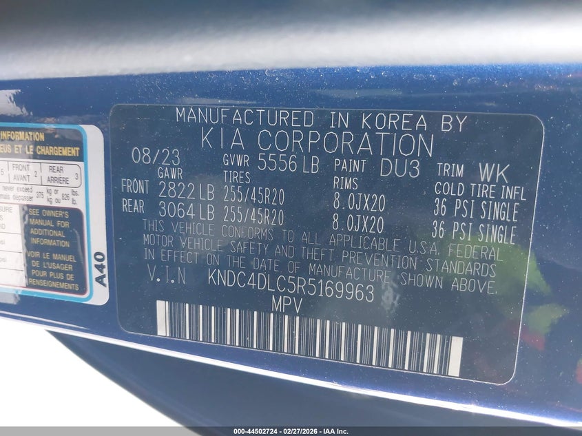 2024 Kia Ev6 VIN KNDC4DLC5R5169963 IAAI salvage auction — FRONT END, Salvage (California), sold $9,600 on 2026-07-29 (photo 9)