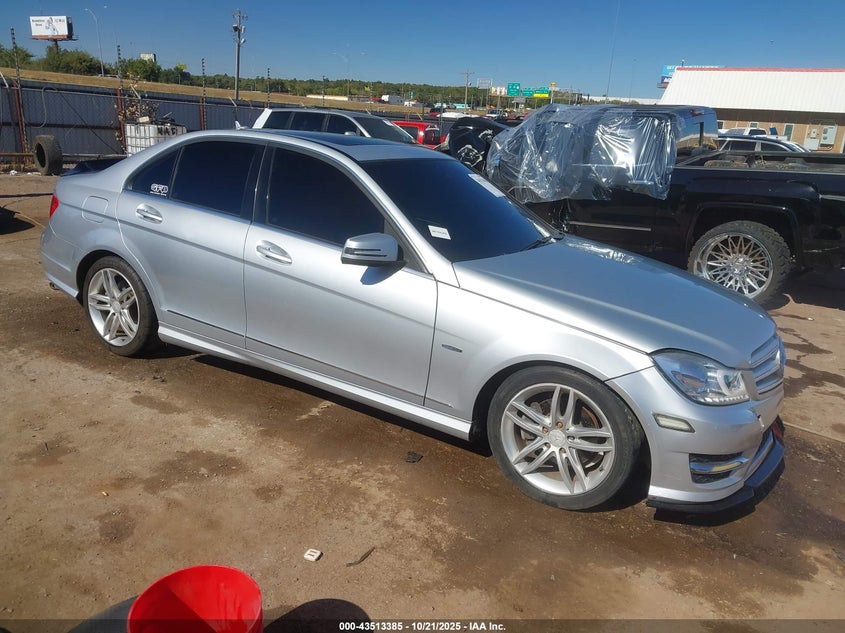 2012 Mercedes-benz C class VIN WDDGF4HB1CR223129 IAAI salvage auction — RIGHT FRONT, Clear (Oklahoma), sold $475 on 2026-08-12 (photo 1)