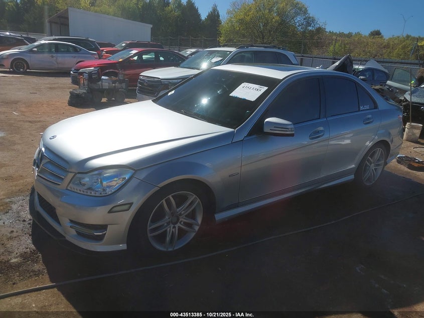 2012 Mercedes-benz C class VIN WDDGF4HB1CR223129 IAAI salvage auction — RIGHT FRONT, Clear (Oklahoma), sold $475 on 2026-08-12 (photo 2)