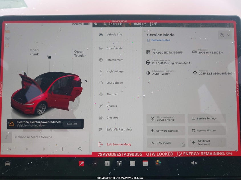 2026 Tesla Model y VIN 7SAYGDEE2TA399655 IAAI salvage auction — REAR END, Salvage (Arkansas), sold $75 on 2026-07-29 (photo 7)