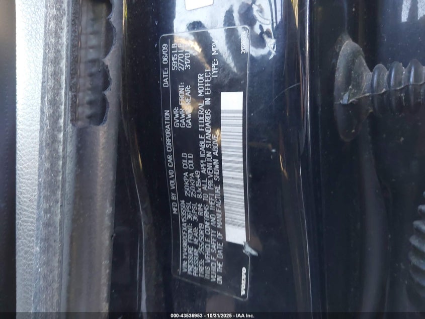 2010 Volvo Xc90 VIN YV4982CFXA1535504 IAAI salvage auction — MECHANICAL, Repossession Paperwork (Georgia), sold $350 on 2026-08-12 (photo 9)