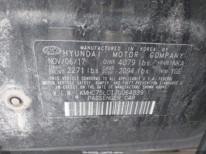 2018 Hyundai Ioniq hybrid VIN KMHC75LC1JU064839 IAAI salvage auction — REAR END, Salvage (Oklahoma), sold $1,100 on 2026-07-31 (photo 9)