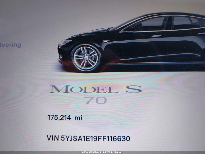 2015 Tesla Model s VIN 5YJSA1E19FF116630 IAAI salvage auction — RIGHT FRONT, Other, sold $1,000 on 2026-07-23 (photo 7)