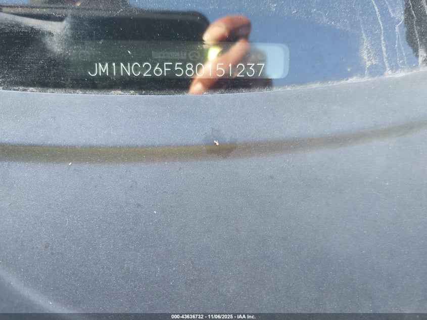2008 Mazda Mx-5 VIN JM1NC26F580151237 IAAI salvage auction — ROLLOVER, Salvage (Georgia), sold $275 on 2026-07-22 (photo 9)