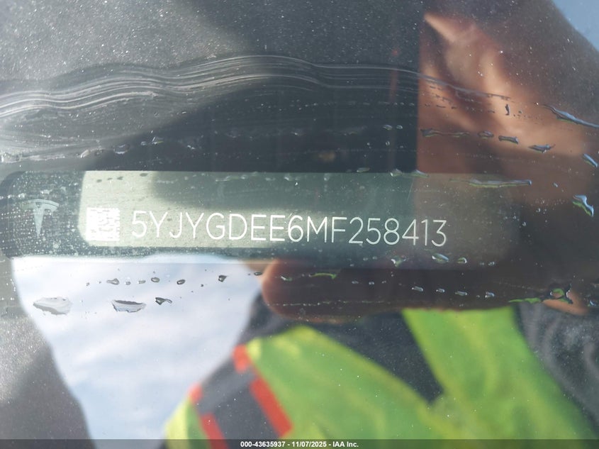 2021 Tesla Model y VIN 5YJYGDEE6MF258413 IAAI salvage auction — REAR END, Other, sold $11,200 on 2026-07-14 (photo 9)
