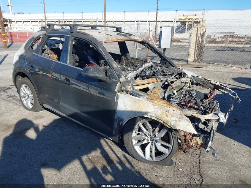 2023 Audi Q5 VIN WA1GAAFY8P2056730 IAAI salvage auction — ENGINE BURN, Other, sold $150 on 2026-07-07 (photo 1)