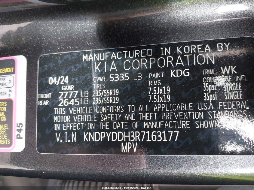 2024 Kia Sportage hybrid VIN KNDPYDDH3R7163177 IAAI salvage auction — RIGHT FRONT, Other, sold $10,600 on 2026-07-22 (photo 9)