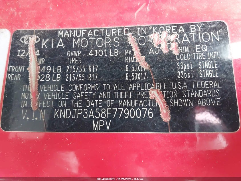 2015 Kia Soul VIN KNDJP3A58F7790076 IAAI salvage auction — ALL OVER, Salvage Title, sold $25 on 2026-07-28 (photo 9)