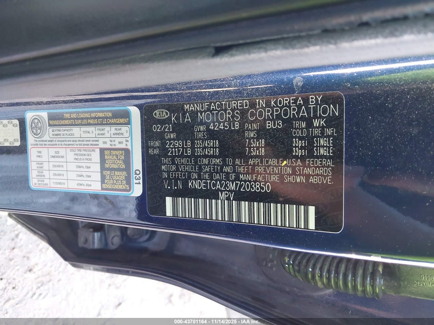 2021 Kia Seltos VIN KNDETCA23M7203850 IAAI salvage auction — FRONT END, Junk (Oklahoma), sold $1,200 on 2026-07-28 (photo 9)