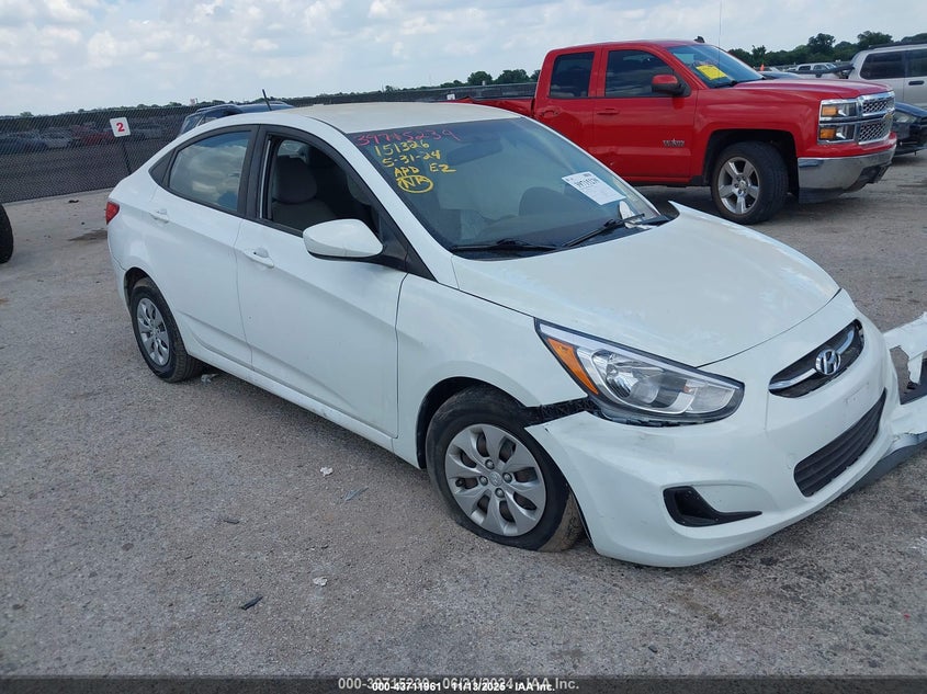 2017 Hyundai Accent VIN KMHCT4AE5HU199035 IAAI salvage auction — FRONT END, Salvage (Texas), sold $500 on 2026-07-14 (photo 1)