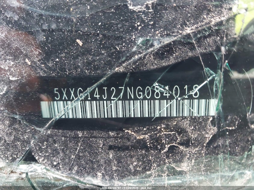 2022 Kia K5 VIN 5XXG14J27NG084018 IAAI salvage auction — FRONT END, Salvage Title, sold $875 on 2026-07-29 (photo 9)