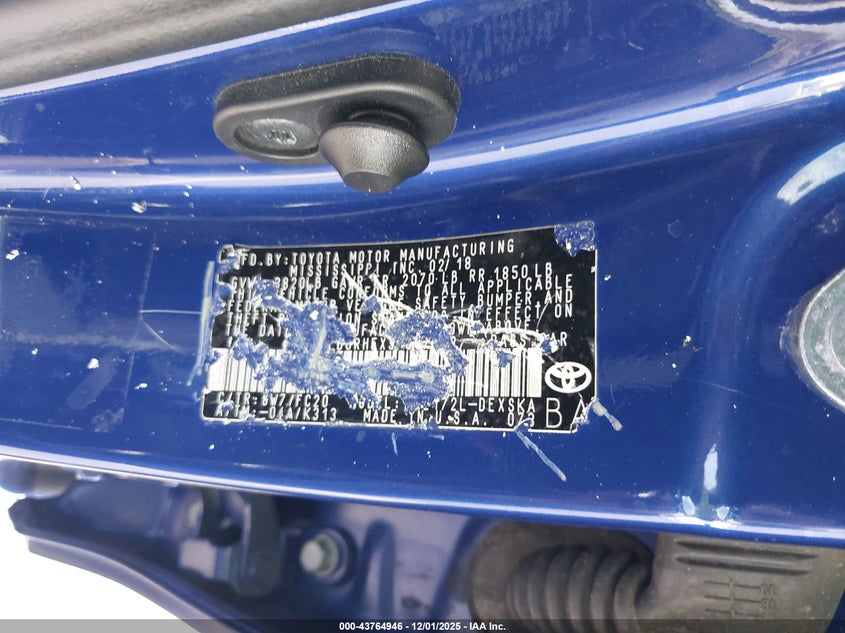 2018 Toyota Corolla VIN 5YFBURHE0JP771437 IAAI salvage auction — THEFT, Salvage Title, sold $4,200 on 2026-07-30 (photo 9)
