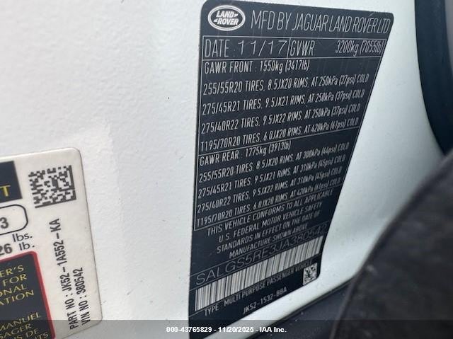 2018 Land Rover Range Rover VIN SALGS5RE3JA380542 IAAI salvage auction — Mechanical, Clear (New Jersey), sold $18,000 on 2025-12-24 (photo 8)