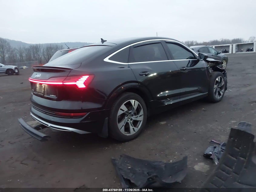 2021 Audi E-tron sportback VIN WA13AAGE9MB026697 IAAI salvage auction — RIGHT FRONT, Salvage Title, sold $13,900 on 2026-08-16 (photo 4)