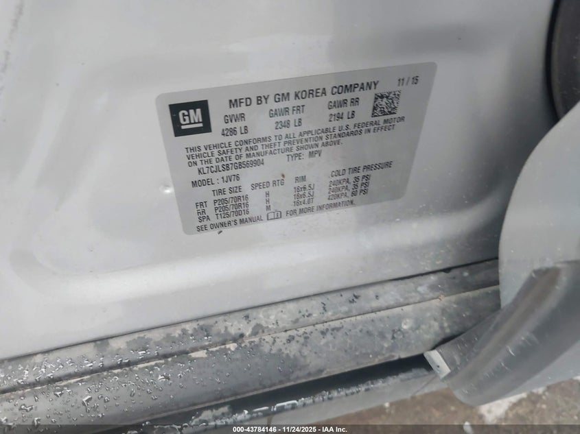 2016 Chevrolet Trax VIN KL7CJLSB7GB569904 IAAI salvage auction — REAR END, Original (Texas), sold $2,850 on 2026-07-14 (photo 9)