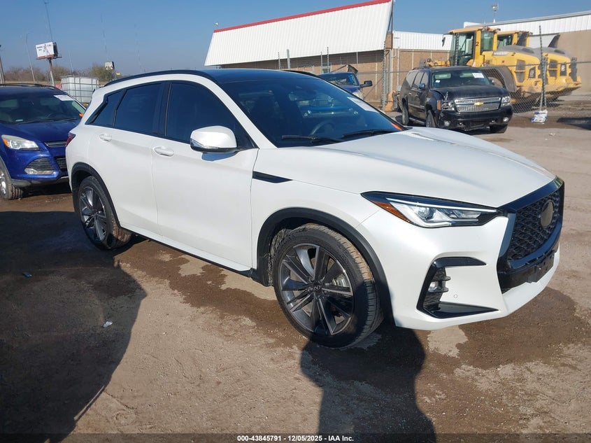 2025 Infiniti Qx50 VIN 3PCAJ5FB2SF101908 IAAI salvage auction — LEFT SIDE, Original (Texas), sold $16,875 on 2026-07-08 (photo 1)