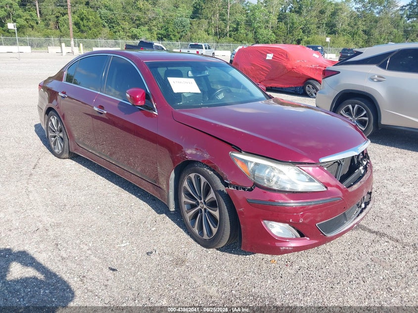 2013 Hyundai Genesis VIN KMHGC4DH7DU230318 IAAI salvage auction — FRONT END, Rebuildable (Florida), sold $325 on 2026-07-14 (photo 1)
