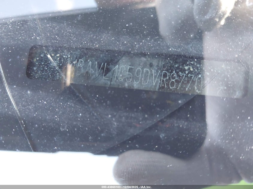 2013 BMW X1 VIN WBAVL1C59DVR87701 IAAI salvage auction — LEFT FRONT, Salvage Title, sold $775 on 2026-07-14 (photo 9)