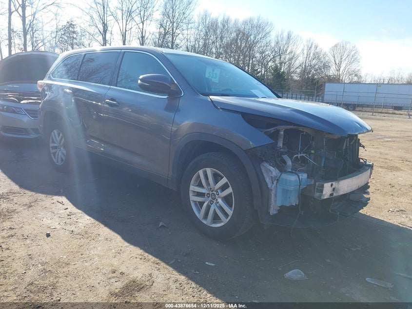 2016 Toyota Highlander VIN 5TDZKRFH0GS168960 IAAI salvage auction — FRONT END, Other, sold $4,900 on 2026-07-22 (photo 1)