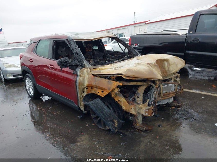 2023 Chevrolet Trailblazer VIN KL79MMS28PB213369 IAAI salvage auction — EXTERIOR BURN, Junk Receipt (North Carolina), sold $25 on 2026-07-22 (photo 1)