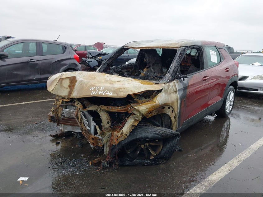 2023 Chevrolet Trailblazer VIN KL79MMS28PB213369 IAAI salvage auction — EXTERIOR BURN, Junk Receipt (North Carolina), sold $25 on 2026-07-22 (photo 2)