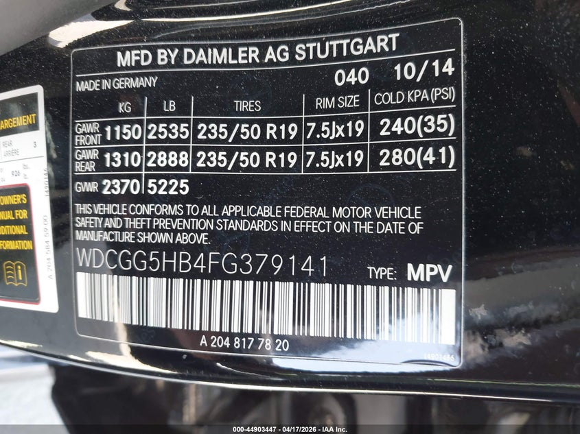 2015 Mercedes-benz Glk-klasse VIN WDCGG5HB4FG379141 IAAI salvage auction — SIDE, Salvage (California), sold $2,000 on 2026-07-22 (photo 9)