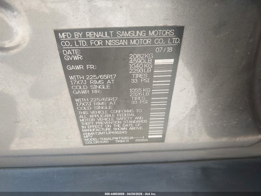 2018 Nissan Rogue VIN KNMAT2MT1JP616245 IAAI salvage auction — ALL OVER, Salvage (Louisiana), sold $250 on 2026-07-29 (photo 9)