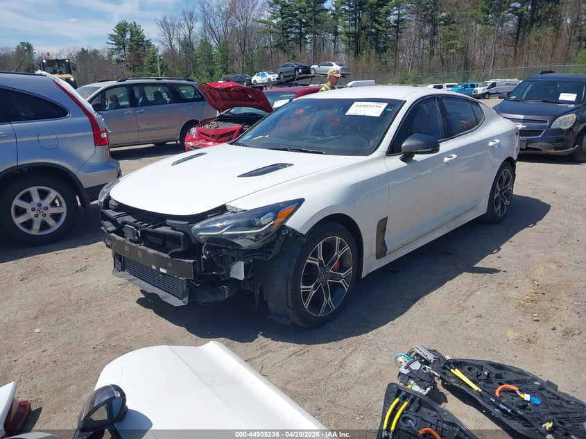2018 Kia Stinger VIN KNAE35LCXJ6027136 IAAI salvage auction — FRONT & REAR, Salvage (Massachusetts), sold $3,000 on 2026-07-17 (photo 2)
