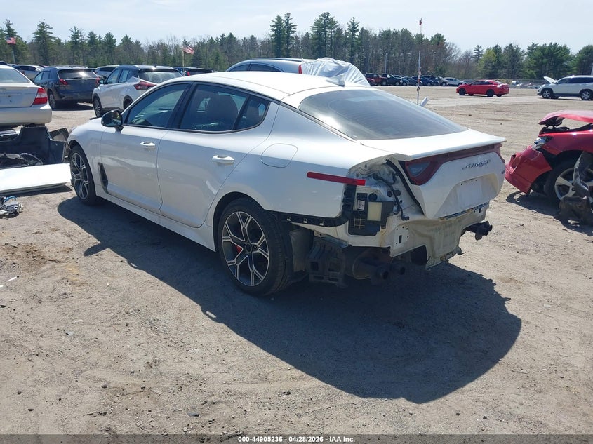 2018 Kia Stinger VIN KNAE35LCXJ6027136 IAAI salvage auction — FRONT & REAR, Salvage (Massachusetts), sold $3,000 on 2026-07-17 (photo 3)