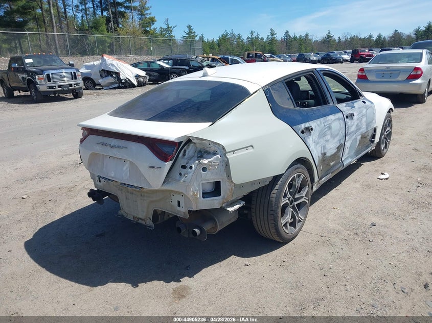 2018 Kia Stinger VIN KNAE35LCXJ6027136 IAAI salvage auction — FRONT & REAR, Salvage (Massachusetts), sold $3,000 on 2026-07-17 (photo 4)