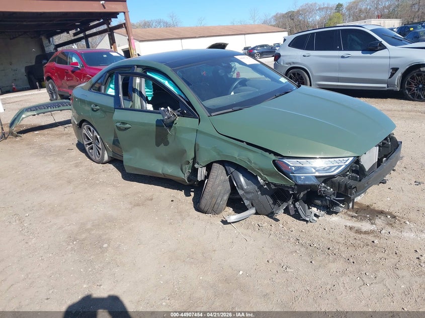 2025 Audi A3 VIN WAUHUDGY2SA057367 IAAI salvage auction — RIGHT SIDE, Salvage Title, sold $5,125 on 2026-07-21 (photo 1)