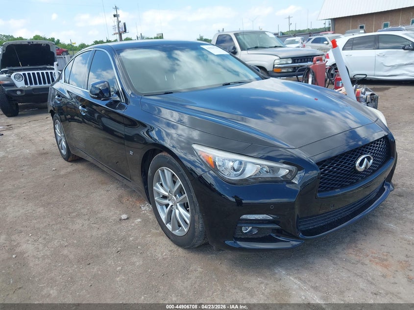 2014 Infiniti Q50 VIN JN1BV7AP2EM676662 IAAI salvage auction — REAR END, Salvage (Oklahoma), sold $2,250 on 2026-07-15 (photo 1)
