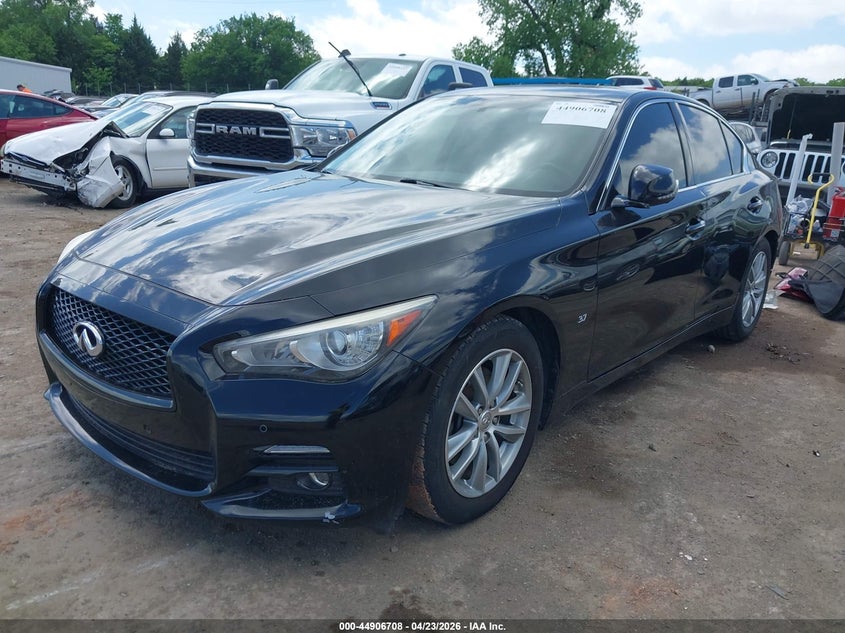 2014 Infiniti Q50 VIN JN1BV7AP2EM676662 IAAI salvage auction — REAR END, Salvage (Oklahoma), sold $2,250 on 2026-07-15 (photo 2)