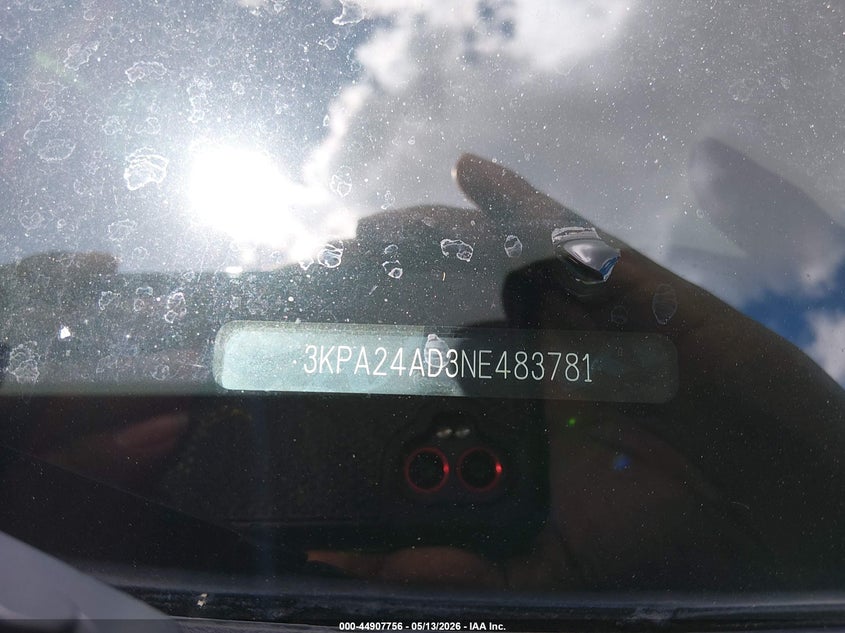 2022 Kia Rio VIN 3KPA24AD3NE483781 IAAI salvage auction — SIDE, Salvage (North Carolina), sold $1,300 on 2026-07-22 (photo 9)