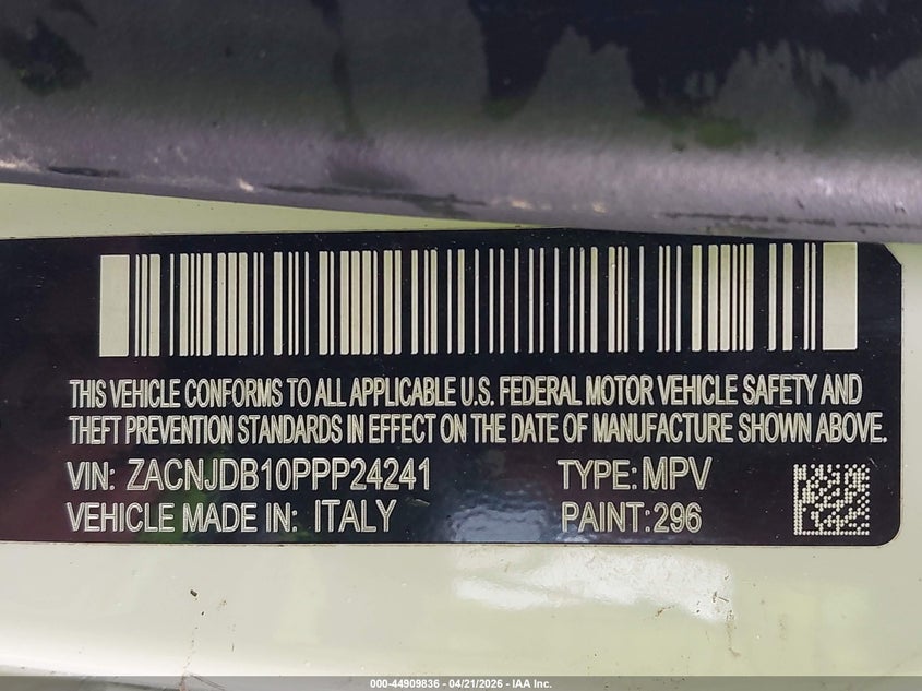 2023 Jeep Renegade VIN ZACNJDB10PPP24241 IAAI salvage auction — RIGHT FRONT, Salvage Title, sold $2,750 on 2026-08-21 (photo 9)