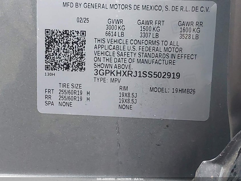 2025 Honda Prologue VIN 3GPKHXRJ1SS502919 IAAI salvage auction — FRONT END, Salvage Title, sold $7,850 on 2026-07-20 (photo 9)