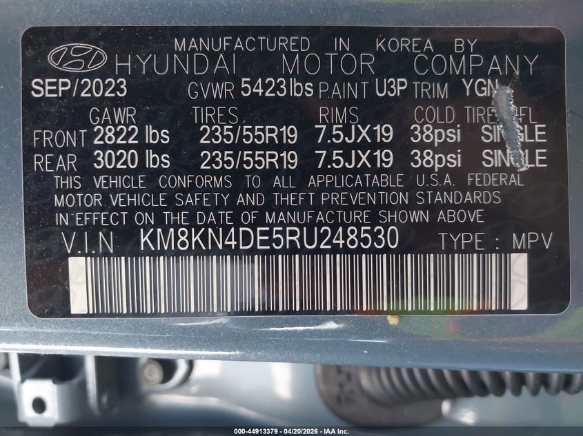 2024 Hyundai Ioniq 5 VIN KM8KN4DE5RU248530 IAAI salvage auction — LEFT FRONT, Salvage Title, sold $2,900 on 2026-07-13 (photo 9)