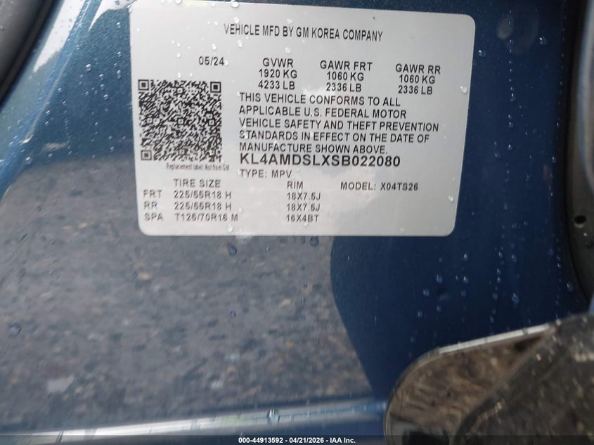 2025 Buick Encore gx VIN KL4AMDSLXSB022080 IAAI salvage auction — RIGHT REAR, Original (Texas), sold $8,300 on 2026-07-09 (photo 9)