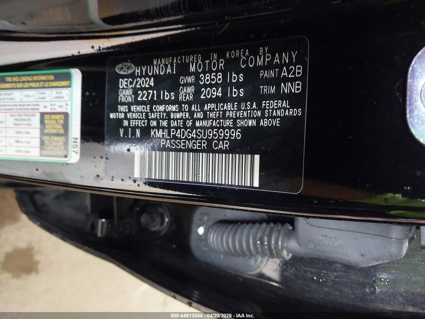 2025 Hyundai Elantra VIN KMHLP4DG4SU959996 IAAI salvage auction — LEFT FRONT, Original (Texas), sold $4,950 on 2026-07-28 (photo 9)