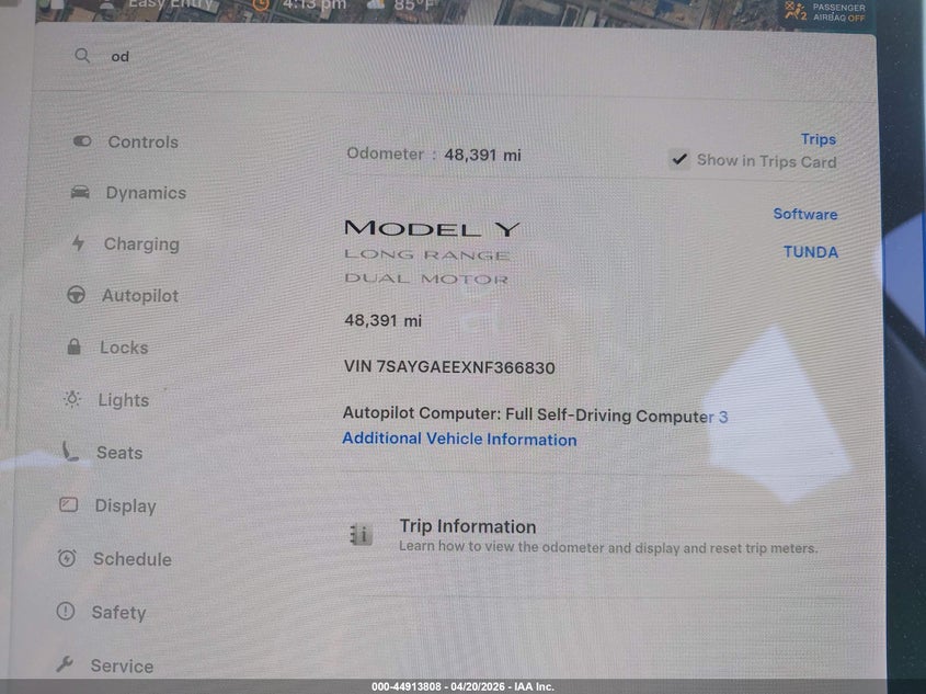 2022 Tesla Model y VIN 7SAYGAEEXNF366830 IAAI salvage auction — RIGHT SIDE, Salvage (Hawaii), sold $8,450 on 2026-07-30 (photo 7)