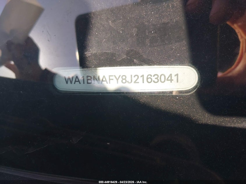 2018 Audi Q5 VIN WA1BNAFY8J2163041 IAAI salvage auction — FRONT END, Salvage (Massachusetts), sold $1,400 on 2026-07-18 (photo 9)