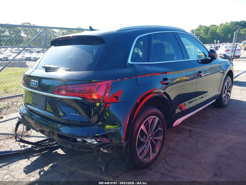2021 Audi Q5 VIN WA1BAAFY1M2015264 IAAI salvage auction — REAR END, Salvage Title, sold $7,750 on 2026-07-30 (photo 4)
