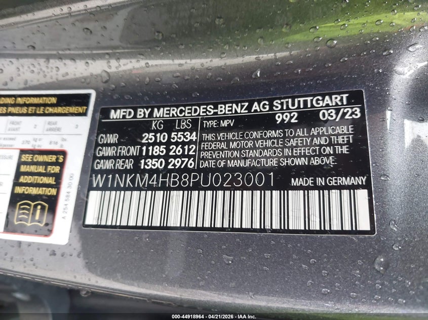 2023 Mercedes-benz Glc VIN W1NKM4HB8PU023001 IAAI salvage auction — SIDE, Original (Texas), sold $23,000 on 2026-07-15 (photo 9)