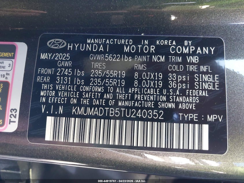 2026 Genesis Gv70 VIN KMUMADTB5TU240352 IAAI salvage auction — SIDE, Salvage Title, sold $15,600 on 2026-09-09 (photo 9)