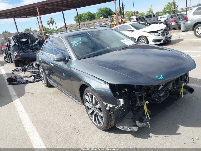 2023 Audi A4 VIN WAUABAF47PN010470 IAAI salvage auction — FRONT END, Salvage (California), sold $7,900 on 2026-07-21 (photo 1)