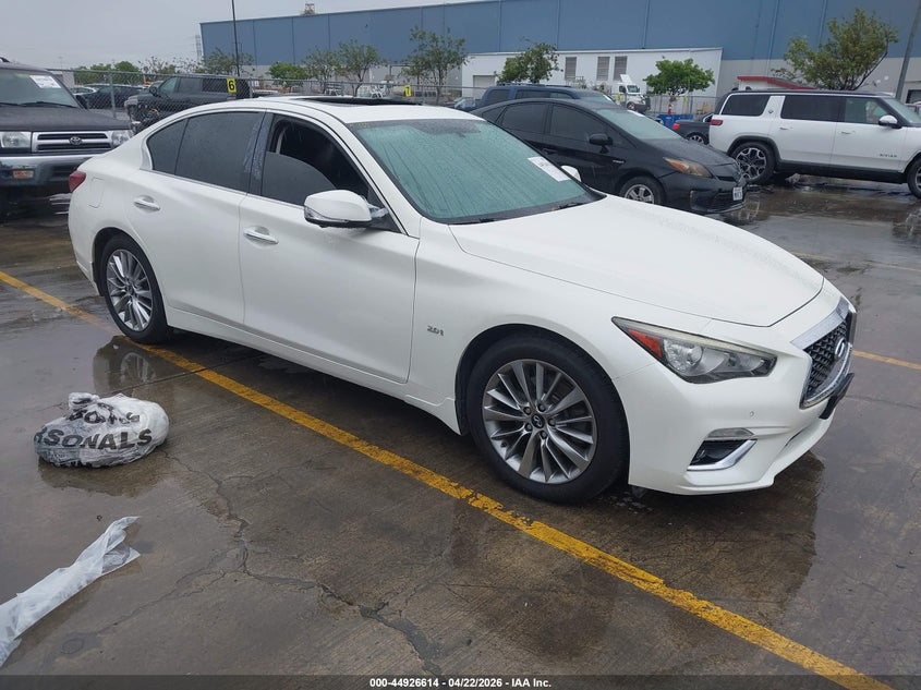 2018 Infiniti Q50 VIN JN1CV7AP7JM240193 IAAI salvage auction — ROOF, Salvage Title, sold $2,600 on 2026-07-27 (photo 1)