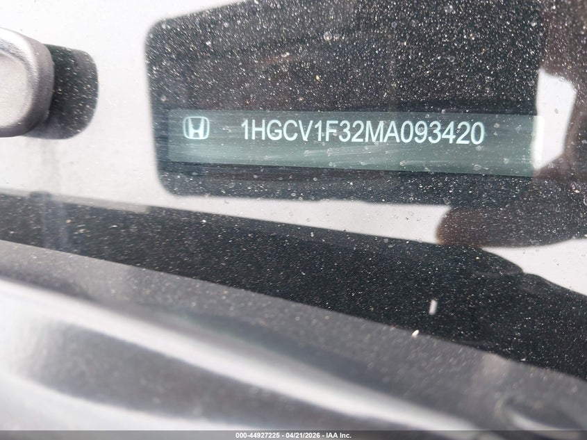 2021 Honda Accord VIN 1HGCV1F32MA093420 IAAI salvage auction — LEFT SIDE, Salvage Title, sold $3,350 on 2026-07-18 (photo 9)